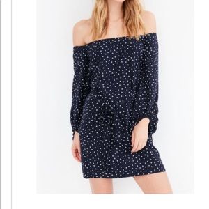 URBAN OUTFITTERS BARDOT NAVY POLKA DOT DRESS